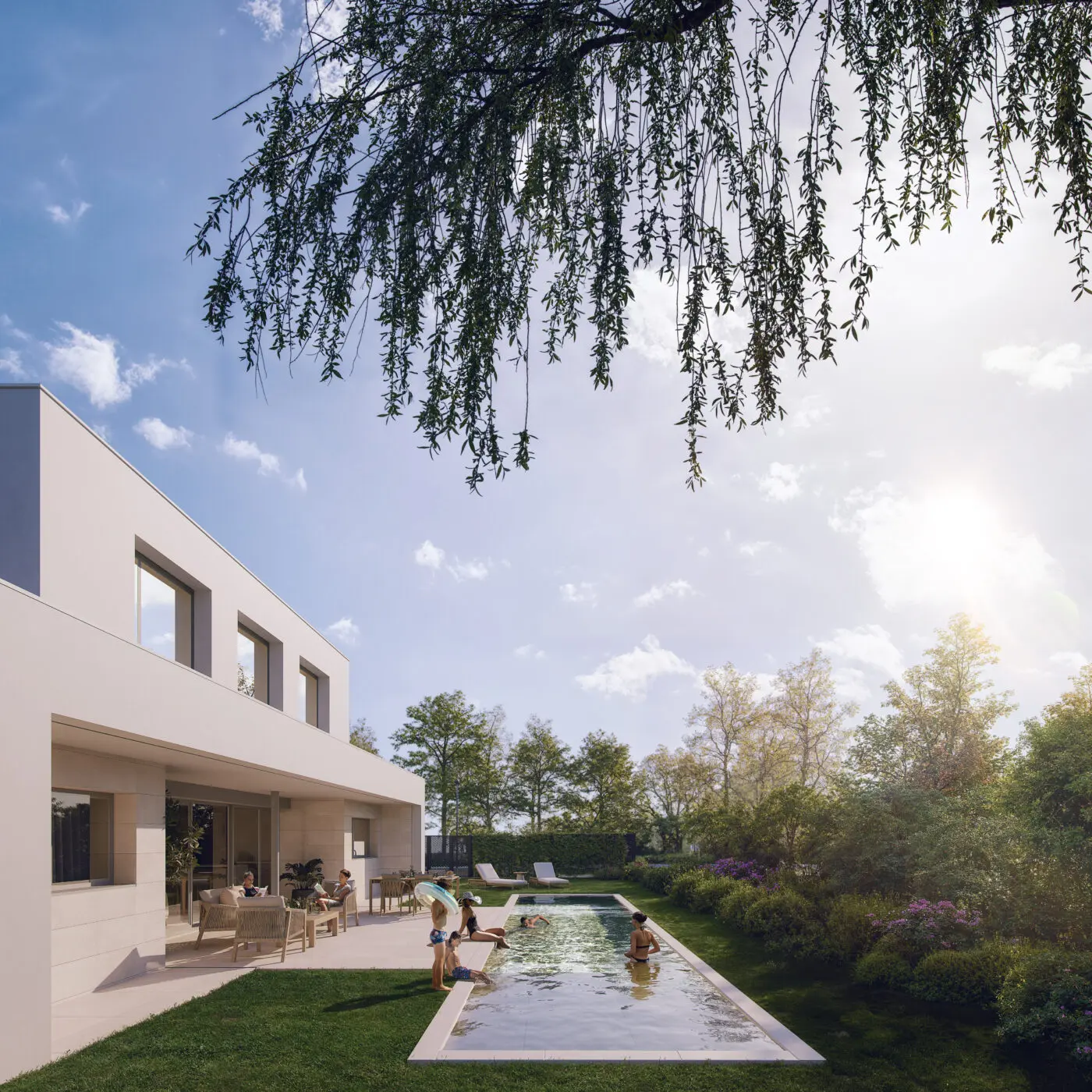 Tarde de piscina en Chalets de Miramadrid